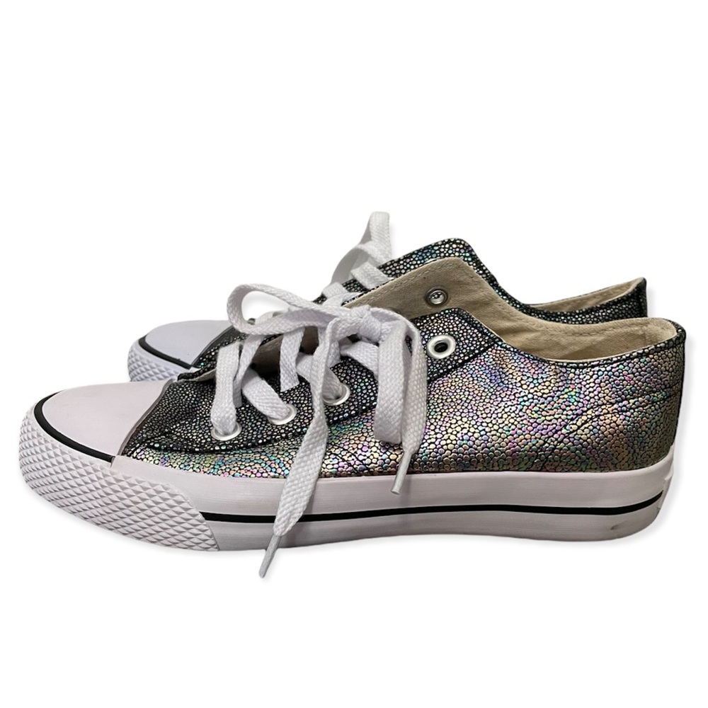 AirWalk Grey Rainbow Iridescent Sneakers Lace Up Tennis Shoes Size 7.5 Mermaid